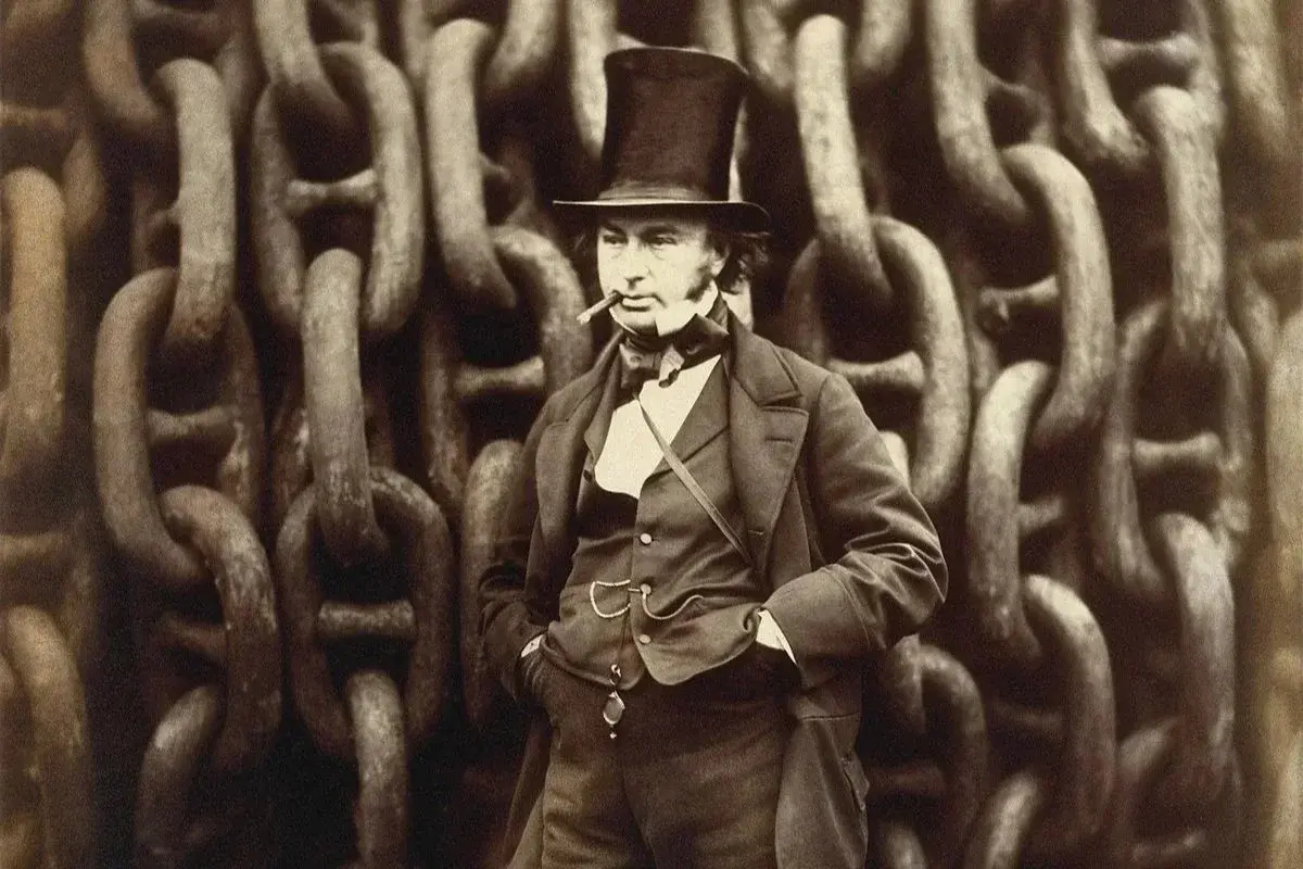 Isambard Kingdom Brunel beside the launching chains of the Great Eastern