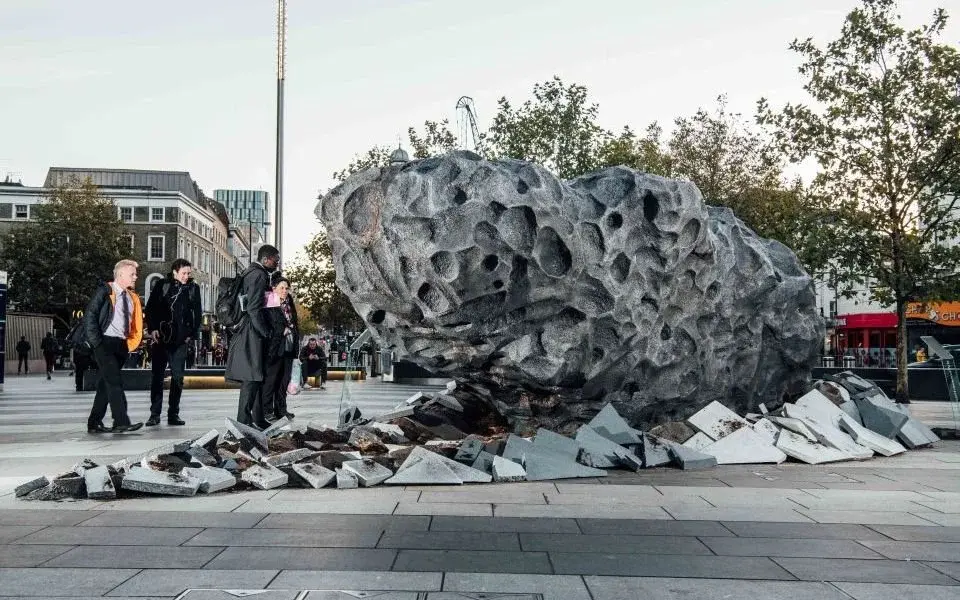 Monese meteor campaign installation outside King's Cross station in London