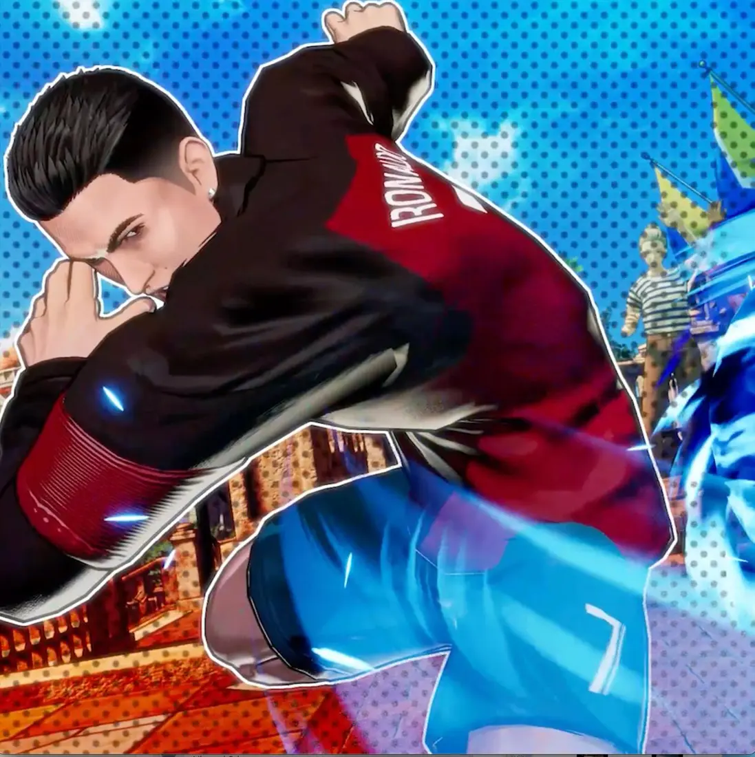 Cristiano Ronaldo represented as a fighter in Fatal Fury: City of the Wolves